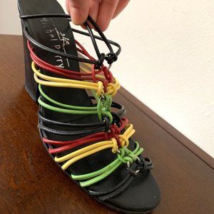 Vintage Multi Colored Sandal Clog Heels